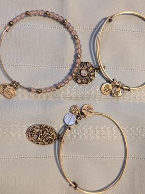 Alex and Ani Pink Bead & Charm Bracelet Set
